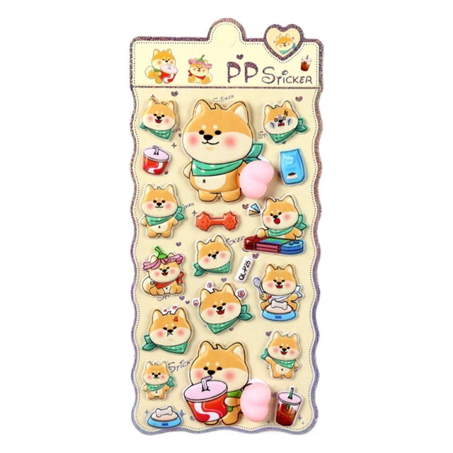 Cute Cartoon Animal Butt Stress Relief Stickers (Panda & Shiba Inu), Soft Squeezable Fidget Decals, Sensory Toy for Anxiety & Fun, Reusable PVC Patches for Phone Case & Laptop, 20x10cm