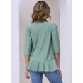thumbnail image 4 of DARING DIVA Womens Open Front 3/4 Sleeve Draped Ruffles Eyelet Cardigans S Grey Green, 4 of 6