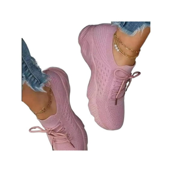 Frontwalk Womens Athletic Shoes Mesh Running Shoe Knit Upper Sneakers Outdoor Lightweight Flats Women Sport Trainers Pink 10.5