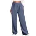 thumbnail image 3 of AWXNJUX Fashion Wide Leg For Women Fashion Baggy Sweatpants High Waisted Joggers Pants Athletic Trousers With Pockets Drawstring Track Pants (Dark Blue,L), 3 of 6
