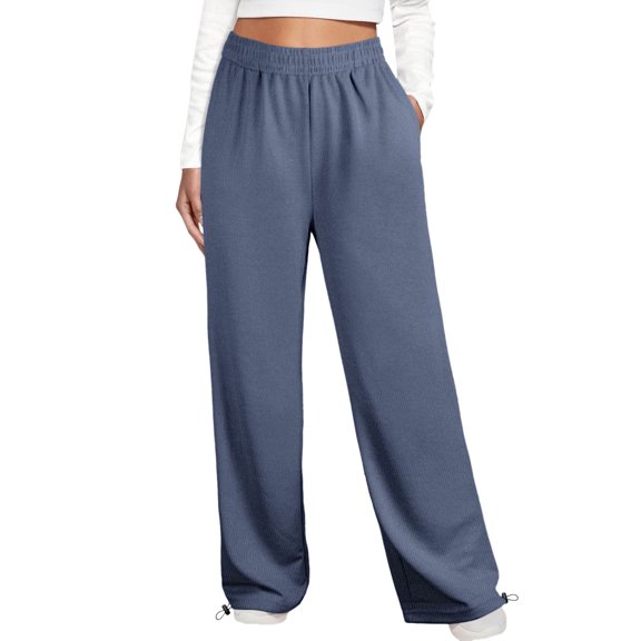 Leesechin Wide Leg Pants for Women High Waisted Sweatpants Workout Active Joggers Pants Baggy Lounge Bottoms on Clearance