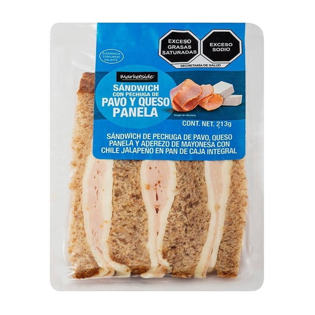 Sándwich Marketside con pechuga de pavo y queso panela 213 g