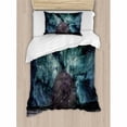 thumbnail image 3 of Space Duvet Cover Set King Size, Outer Space Nebula Galaxy Stars Mars Jupiter with a Tree on a Planet Universe Print, Decorative 3 Piece Bedding Set with 2 Pillow Shams, Multicolor, by Ambesonne, 3 of 3
