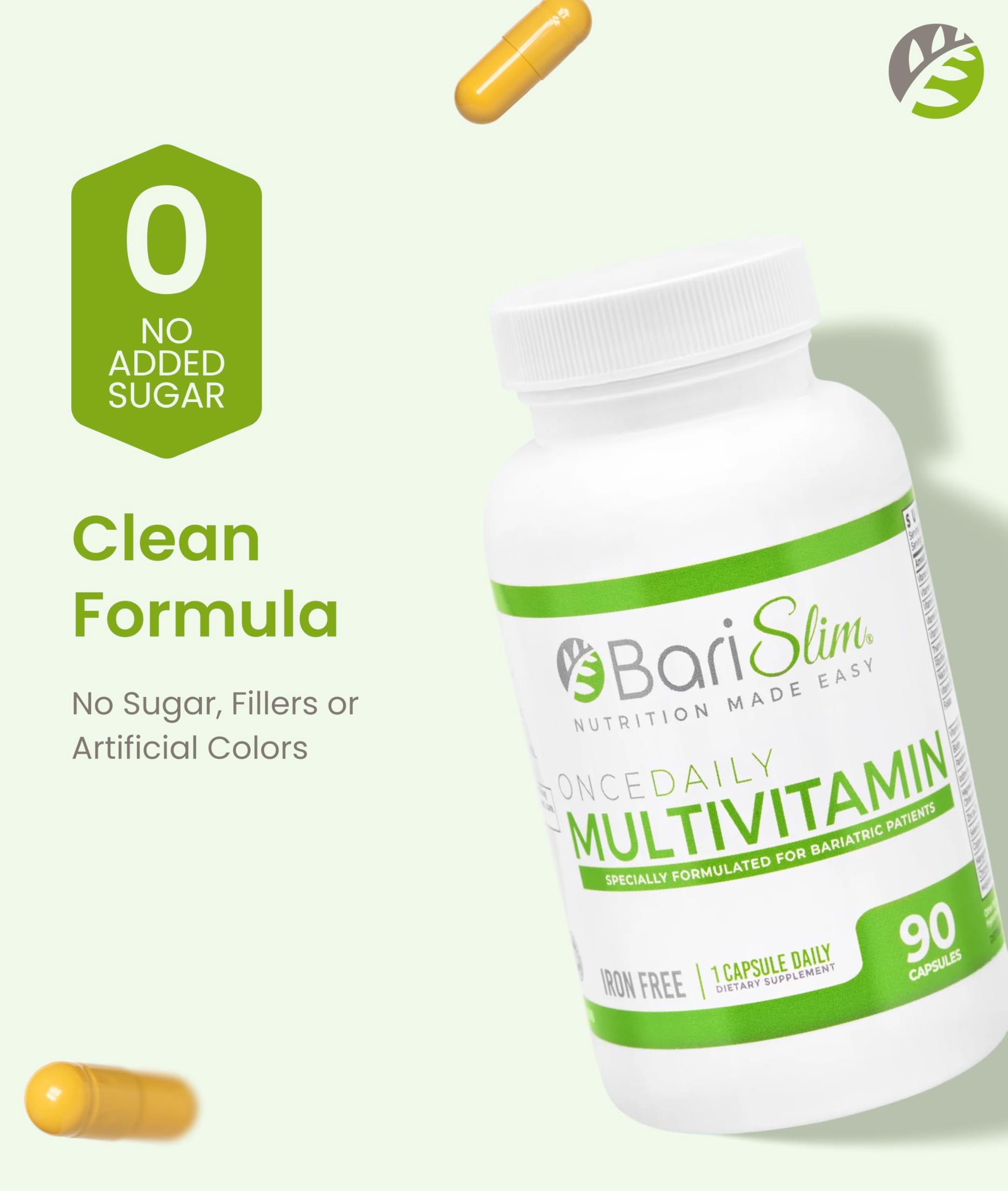 BariSlim Once Daily Multivitamin Capsules, 90 Count, Iron-Free for Energy & Immune Support, Adults, Unisex