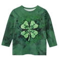 thumbnail image 4 of Tungbrin St. Patrick's Day Shirts for Girls Classic Crewneck 3/4 Sleeve Tshirts Trendy Shamrock Graphic Kids Tops, 4 of 5