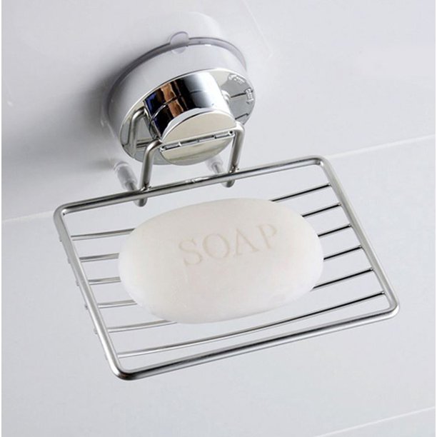 Suction Cup Soap Holder Stainless Steel Sponge/Soap Rack for Bathroom