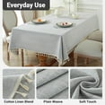 thumbnail image 2 of Table cloth for Rectangle table, Heavy Duty Farmhouse Tablecloth Solid Cotton Linen Waterproof Wrinkle Free Burlap Table Cover for Kitchen Dining,Party, Light Grey 55''x106'',8-10 Seats, 2 of 12