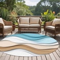 thumbnail image 4 of Round Rugs 6Ft, Aqua Brown Ombre Round Area Rug Washable Indoor Throw Carpet, Geometric Abstract Moire Modern Soft Non Slip Circle Rug for Office Cabinet Home Decor Aesthetic, 4 of 8