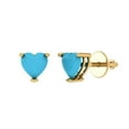 thumbnail image 2 of 1.5 Ct Heart Cut Studs Blue Turquoise 18K Yellow Solid Solid Gold Everyday Dainty Earrings Screw Back, 2 of 7