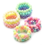 CANKER 10-piece Set of Colorful Elastic Bracelets for Little Girls Bracelets for Teenagers and Children Pearl Beaded Bracelets