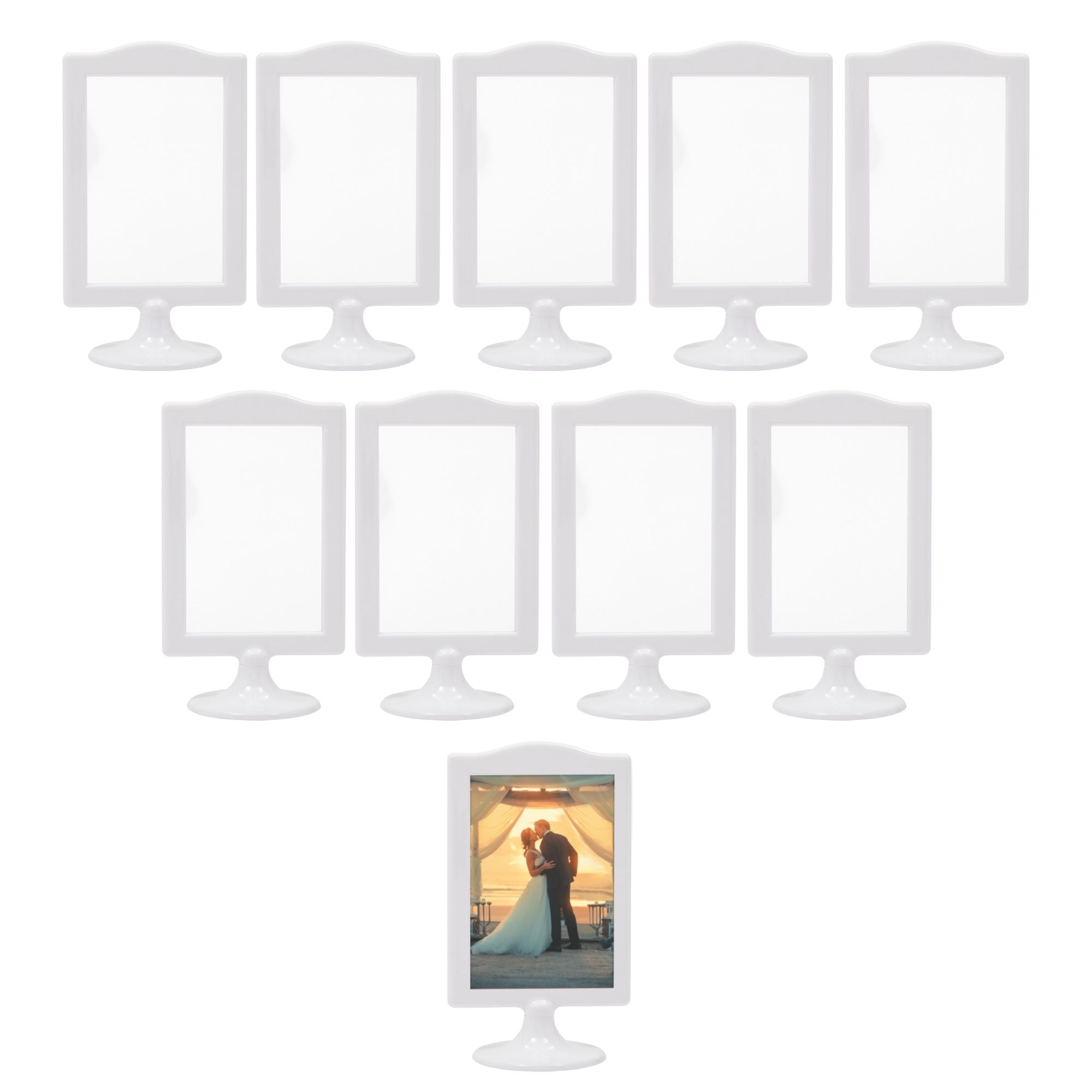 Myraculo Double Sided Standing Picture Frames 4x6 2 Side Pedestal Picture  Frames Bulk Plastic White Photo frames Set for Display (10 pack)