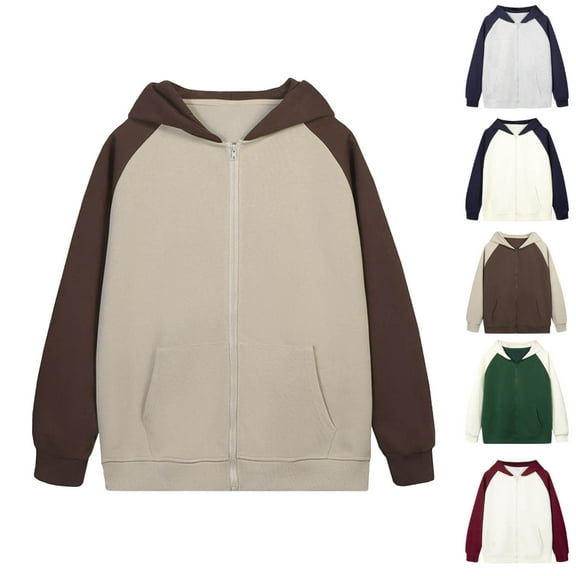 Hinvhai Men's Zip Up Hoodie Color Block Long Sleeve Casual Sweatshirt with Pocket Wine XL(XL)