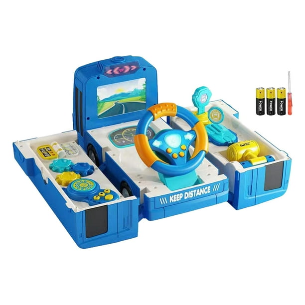 Volante de autobús de juguete interactivo para niños y niñas, regalo de cumpleaños azul
