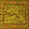 thumbnail image 1 of Ahgly Company Machine Washable Indoor Square Animal Yellow Traditional Area Rugs, 4' Square, 1 of 4