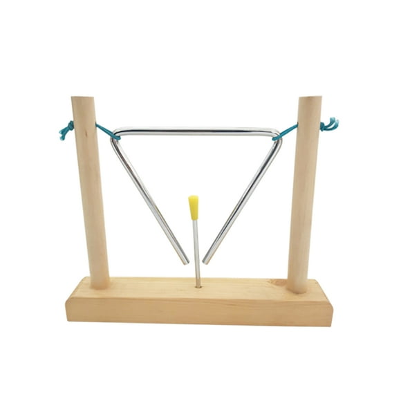 Yeacher 6-inch Triangle Instrument with Striker and Wood Stand Musical Steel Triangle Early Educational Percussion Instrument