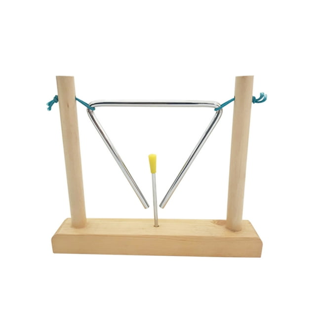 Yeacher 6-inch Triangle Instrument with Striker and Wood Stand Musical Steel Triangle Early Educational Percussion Instrument