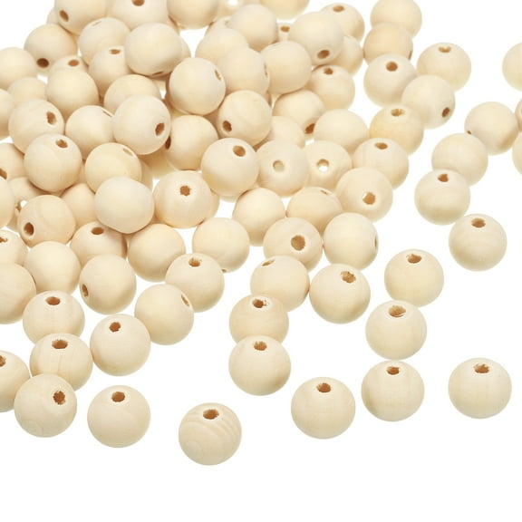 Uxcell 14mm Natural Wood Beads, 200 Pack Unfinished Wooden Beads Round Loose Beads Spacer Beads