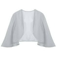 thumbnail image 3 of Aislor Womens 3/4 Sleeve Bolero Chiffon Shrug Open Front Cropped Cardigans for Wedding Party Dress Size S-3XL Grey XL, 3 of 7