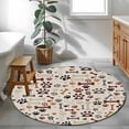 thumbnail image 3 of Round Area Rug 4ft, Dog Paw Non-slip Area Rugs for Living Room/Bedroom/Bathroom/Kitchen, Vintage Farmhouse Dog Bones Love Heart Washable Throw Floor Mat Indoor Outdoor Entrance Doormat, 3 of 9
