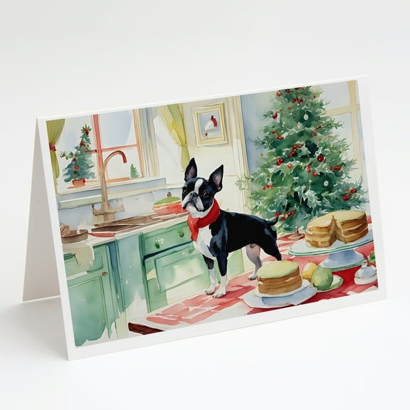 Boston Terrier Christmas Cookies Greeting Cards Pack of 8 7 in x 5 in