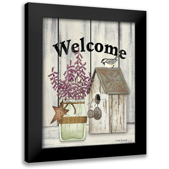 Spivey, Linda 12x14 Black Modern Framed Museum Art Print Titled - Welcome Flowers in Jar