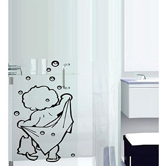 Decal ~ Boy in Towel #2 ~ WALL DECAL, HOME DECOR 13" X 22"