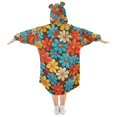 thumbnail image 2 of FORMRS Wearable Blanket Hoodie with Sleeves for Kids Cozy Flannel Sweatshirt, Blooming Flowers, 2 of 7