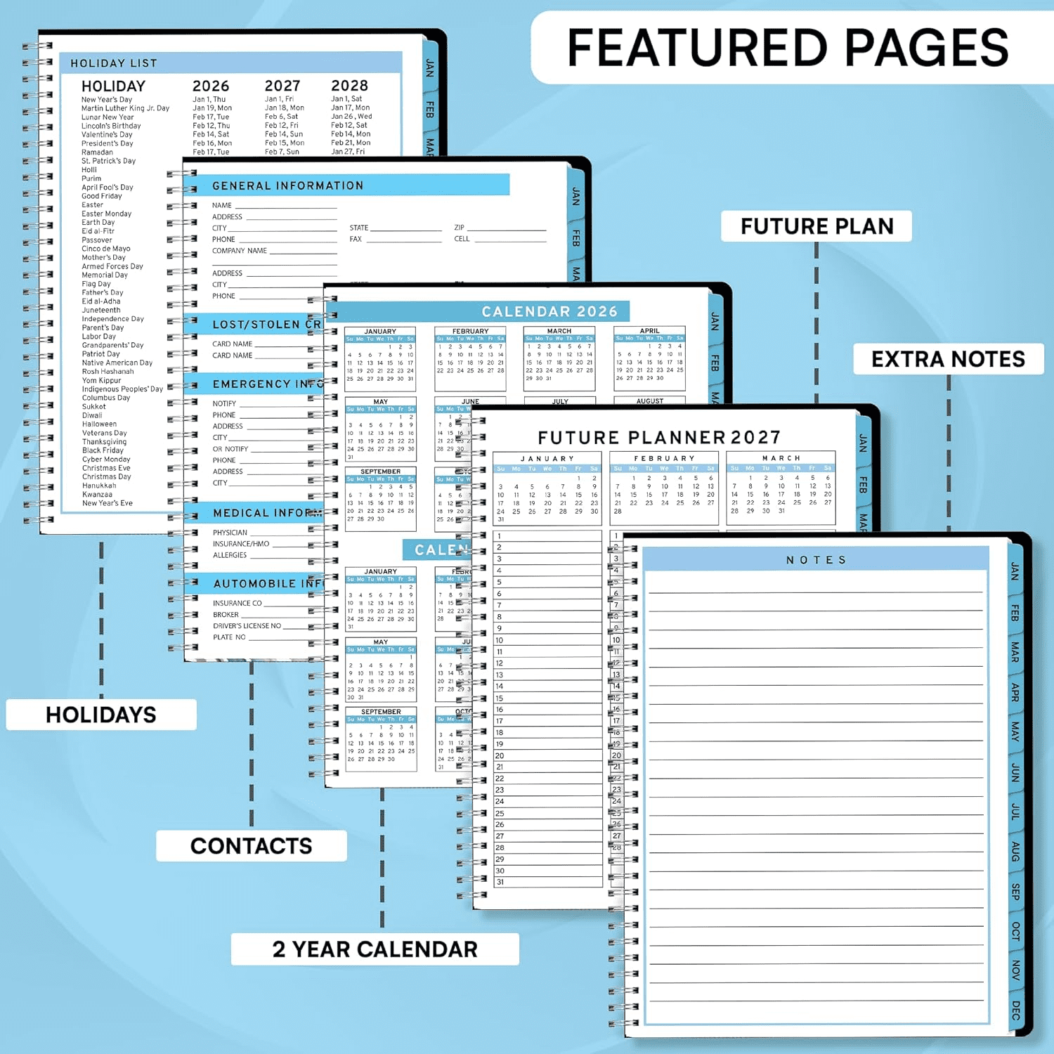 Ensight 2026 Appointment Book and Planner 8.5" x 11" Large Hourly Weekly Daily Schedule Book with Tabs, 15 Minute Time Slots, Calendar Organizer Jan 2026–Dec 2026 Appointment Planner - Blue