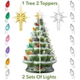 thumbnail image 2 of 12" Hand Painted Ceramic Christmas Tree - Green Snow Flocked, 100 Multi-Color Lights, 2 Star Toppers, 2 of 6