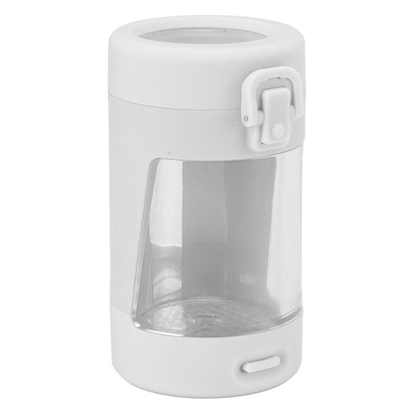 Tarro con luz LED y lupa, tarro portátil para almacenamiento de cigarrillos, recipiente hermético transparente con cuchara, color blanco