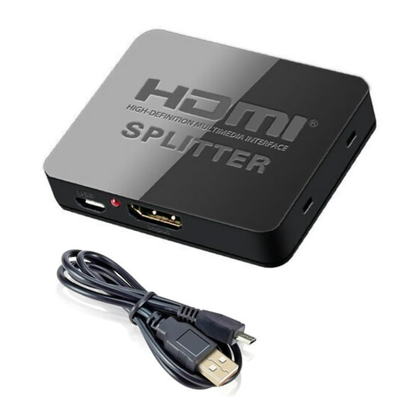NATEFEMIN 1 in 2 Out HD Splitter Amplifier Extender Supports DTS Dolby True HD for DVD Players Game Consoles HDCP Compliant