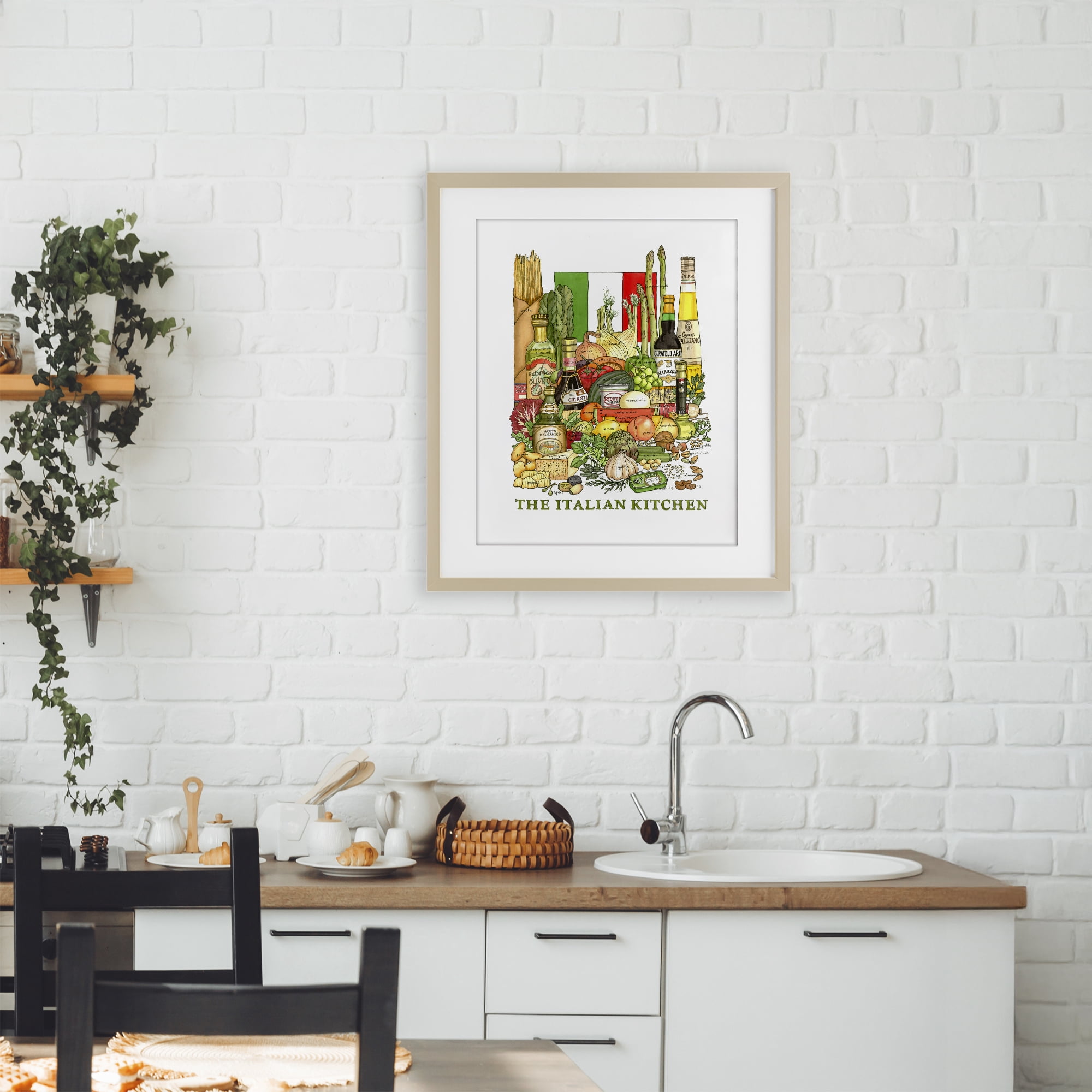 Stupell Industries Italian Kitchen and Food Birch Framed Print Under Glass, design by Nancy Overton