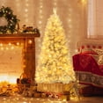 thumbnail image 3 of Patiojoy 5 FT Artificial Christmas Tree Pre-lit Xmas Tree with  Branch Tips LED Lights Silver Tinsel Leaves, 3 of 9