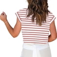 thumbnail image 4 of Women Short Sleeve Striped Cropped T-Shirts Dolman Sleeve Crop Tops, 4 of 5