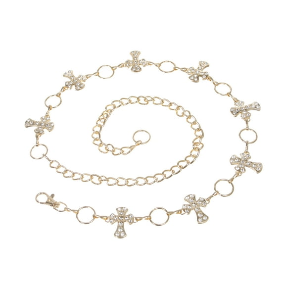 Crystal Cross Chain Belt for Women – Adjustable Rhinestone Waist Chain