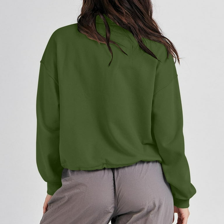 Lmtime Women's Half Zip Crop Sweatshirt Workout Crop Tops