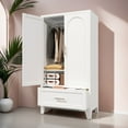 thumbnail image 2 of WARMMUSE  60" Tall Armoire Wardrobe Closet, Wardrobe Cabinet with 1 Drawer & Hanging Rod, 2 Doors, Armoire Wardrobe Closet with Shelf for Bedroom, Office, Laundry Room,Entryway ,Foyer, Guesthouse, 2 of 16