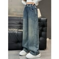 thumbnail image 4 of Kids Girls Personality Fashion Pants Elastic High Waist Wide Leg Jeans Denim Tears for Kids Girls 5-6 Years, 4 of 8