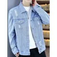 thumbnail image 5 of Abrigo vaquero para hombre con agujero, chaqueta vaquera ligera para hombre, carga rasgada, invierno 2024, ropa de abrigo, ropa informal de bajo coste, G Fashion Joker, 5 of 5