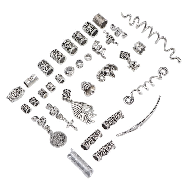 Pelo 34 Uds aleación Barba Joyería Rastas Diferentes Formas DIY Pelo Trenzado Cuentas Accesorios Para Pulsera Collar