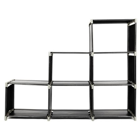 

HAOAN 3-tier 6-grid shelf - black