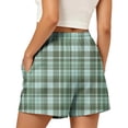 thumbnail image 6 of PWPSG Womens Elastic Waist Plaid Print Casual Shorts, Drawstring Waistband with Loose Silhouette, Retro Design for Everyday Outfits Green XL, 6 of 6