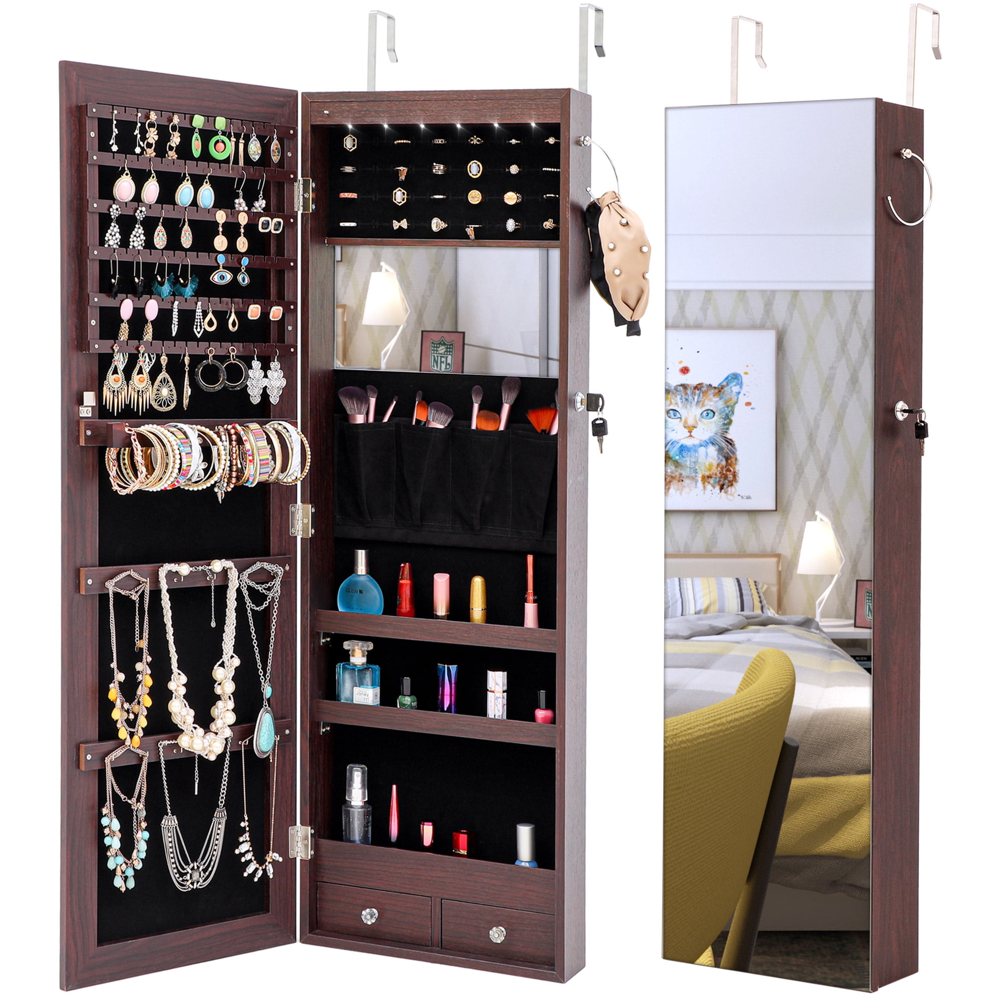 Wall jewelry organizer cabinet deals
