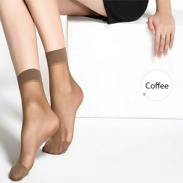 10 Pairs Women Nylon Elastic Short Ankle Sheer Stockings Silk
