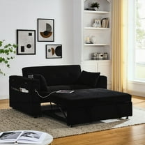 Modern Fabric 54" Pull-Out Sleeper Sofa Bed with Storage and USB Ports