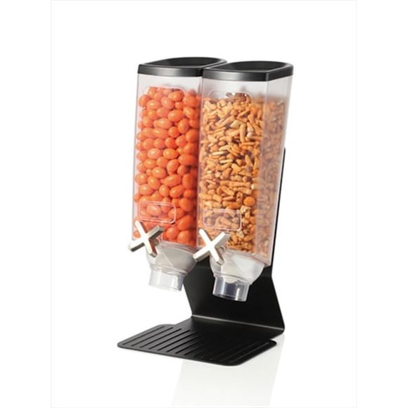 Two Container Snack Dispenser with Black Steel Stand