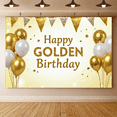 thumbnail image 4 of LUUFILx Glittery Golden Happy Golden Birthday Banner Backdrop Background Party Decoration, 4 of 7