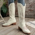thumbnail image 3 of Mepaouo Cowboy Boots for Women Knee High Cowgirl Boots Embroidered Square Toe Slip on Retro Tall Boot, 3 of 8