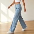 thumbnail image 5 of GUACER Jeans for Women Elastic High Waisted Casual Loose Fit Pull-On Wide Leg Denim Pants, 5 of 6