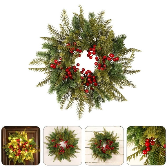 GOOHOCHY 1Pc Simulated Red Berry Flower Wreath 40x40in For Holiday Wreath Decorations Green And Red Colors